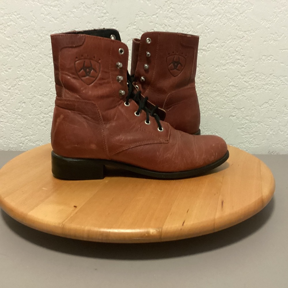 Ariat Womens Redish Brown Leather Lace Up Ankle Boots Riding Western Style‎ Sz 6